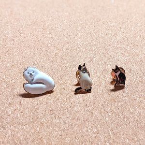 Enamel Cat Pins - Set of 3